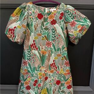 GB Girls Green/Multi Floral Print Puff Sleeve Dress Size 14